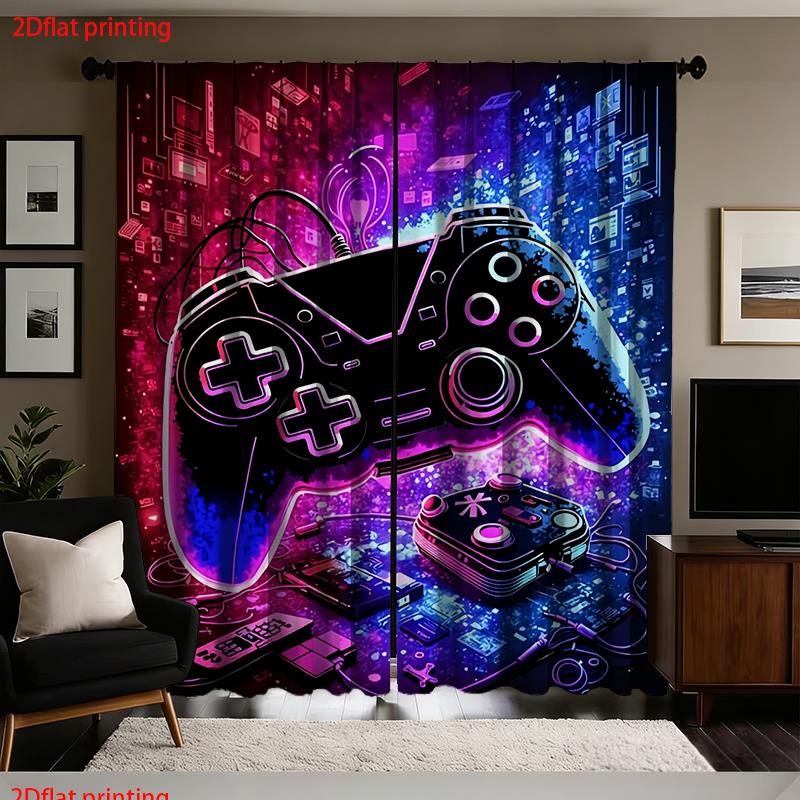 Tech Office Youtube - Neon Gaming Curtain Controller Tech Retro