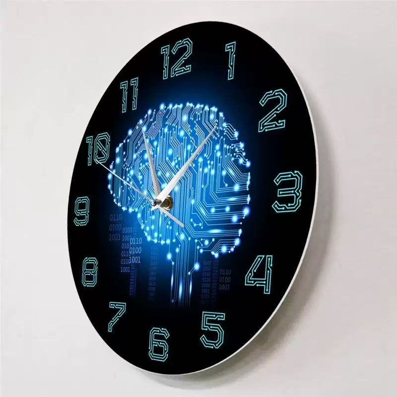 The Office It Tech - Tech Brain Wall Clock Binary Code