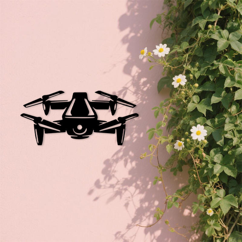 Office Tech Gifts For Men - 2D Flat Drone Silhouette Metal Wall