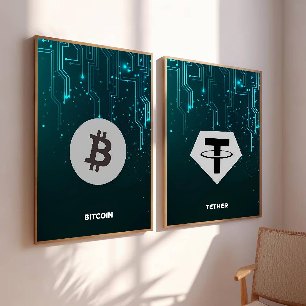 Tech Circuit Crypto Symbol Pos - Tech Office Wall ulasan dan harga