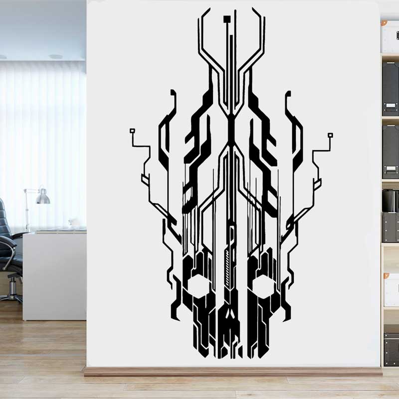Chip Circuit Tech Skull Vinyl  - Tech Office Wall ulasan dan harga