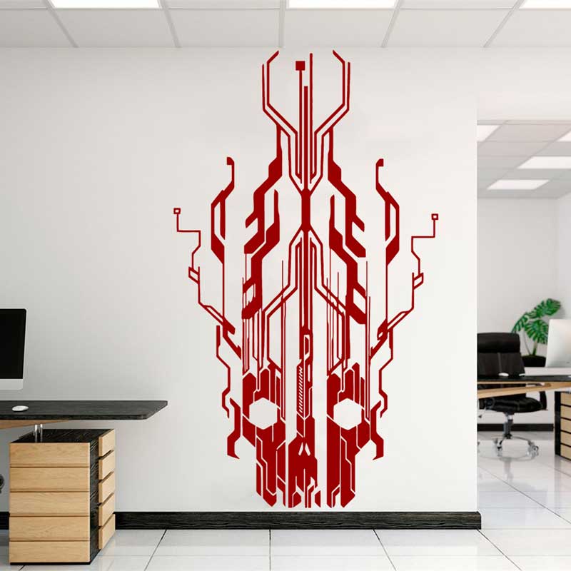 Chip Circuit Tech Skull Vinyl  - Tech Office Wall ulasan dan harga
