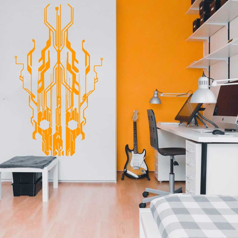 Chip Circuit Tech Skull Vinyl  - Tech Office Wall ulasan dan harga