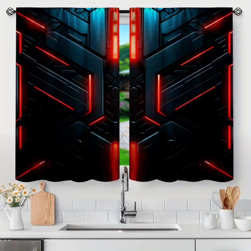 2pcs Tech Geometric Curtains w - Tech Office Youtube ulasan dan harga