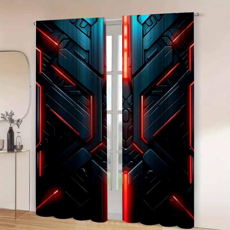 2pcs Tech Geometric Curtains w - Tech Office Youtube ulasan dan harga