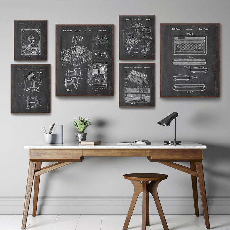 6Pcs Vintage Computer Patent W - Tech Office Wall ulasan dan harga