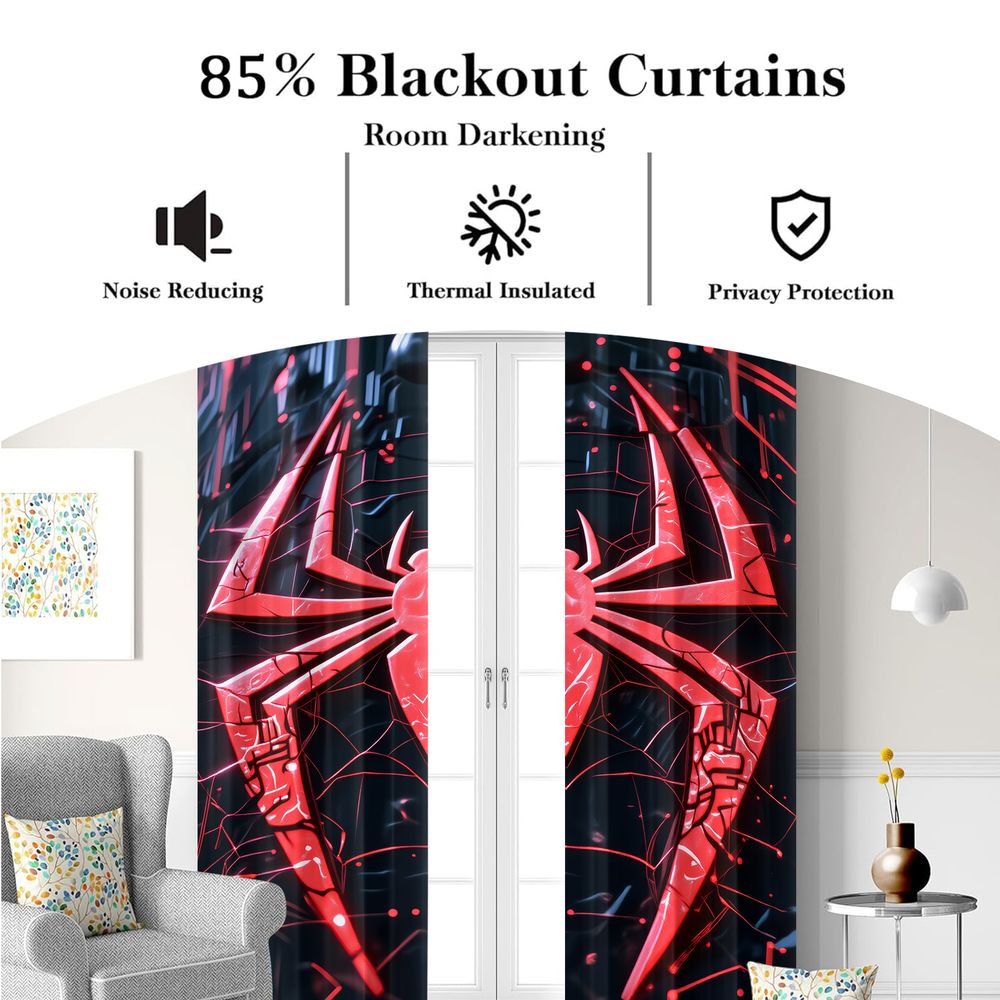 Spider Print Curtains Futurist - Tech Office Youtube ulasan dan harga