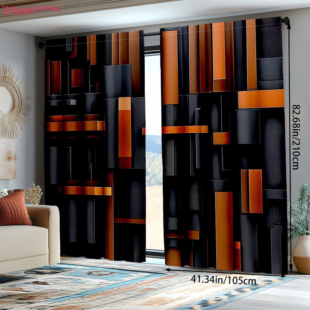 2pcs Abstract Geometric Curtai - Tech Office Youtube ulasan dan harga