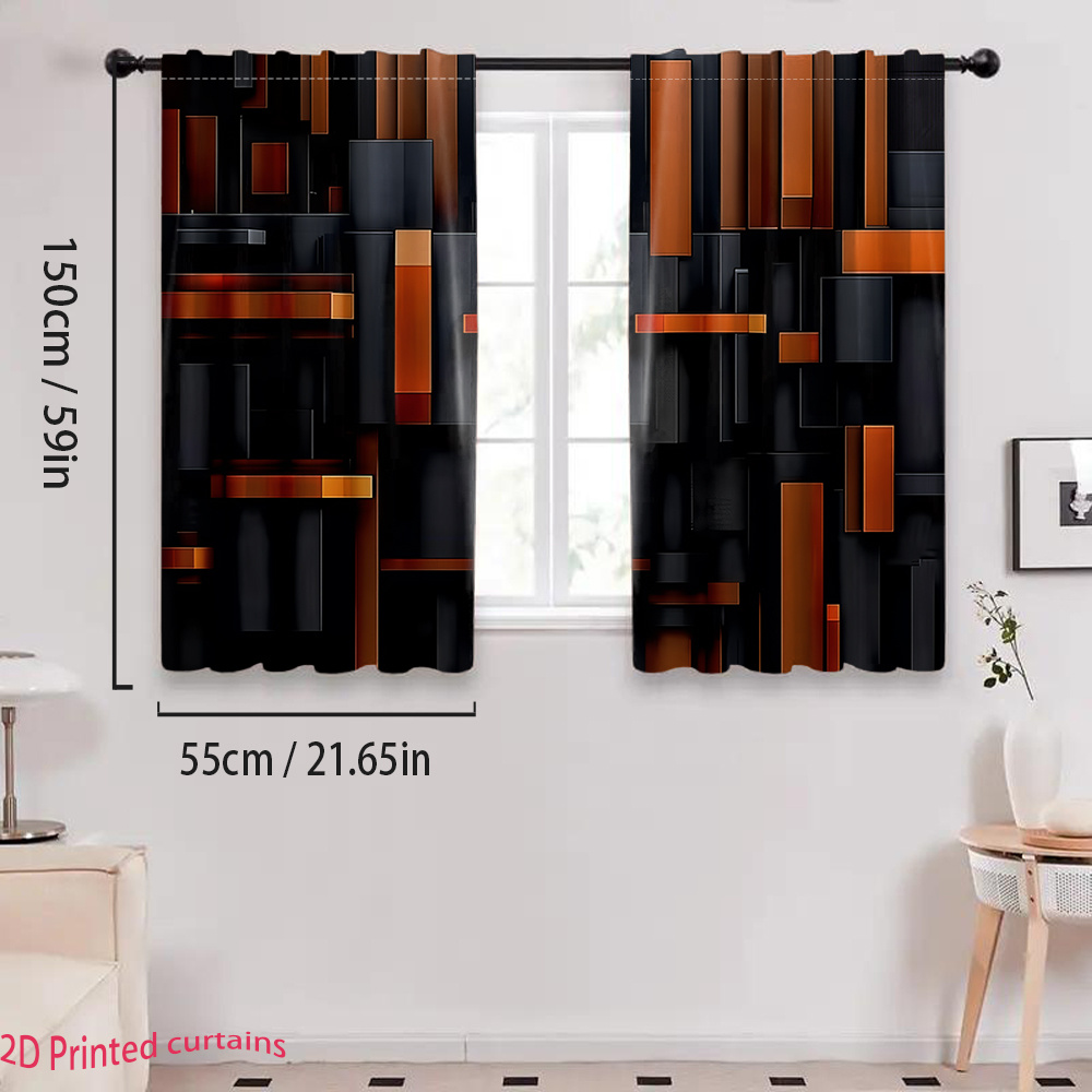 2pcs Abstract Geometric Curtai - Tech Office Youtube ulasan dan harga