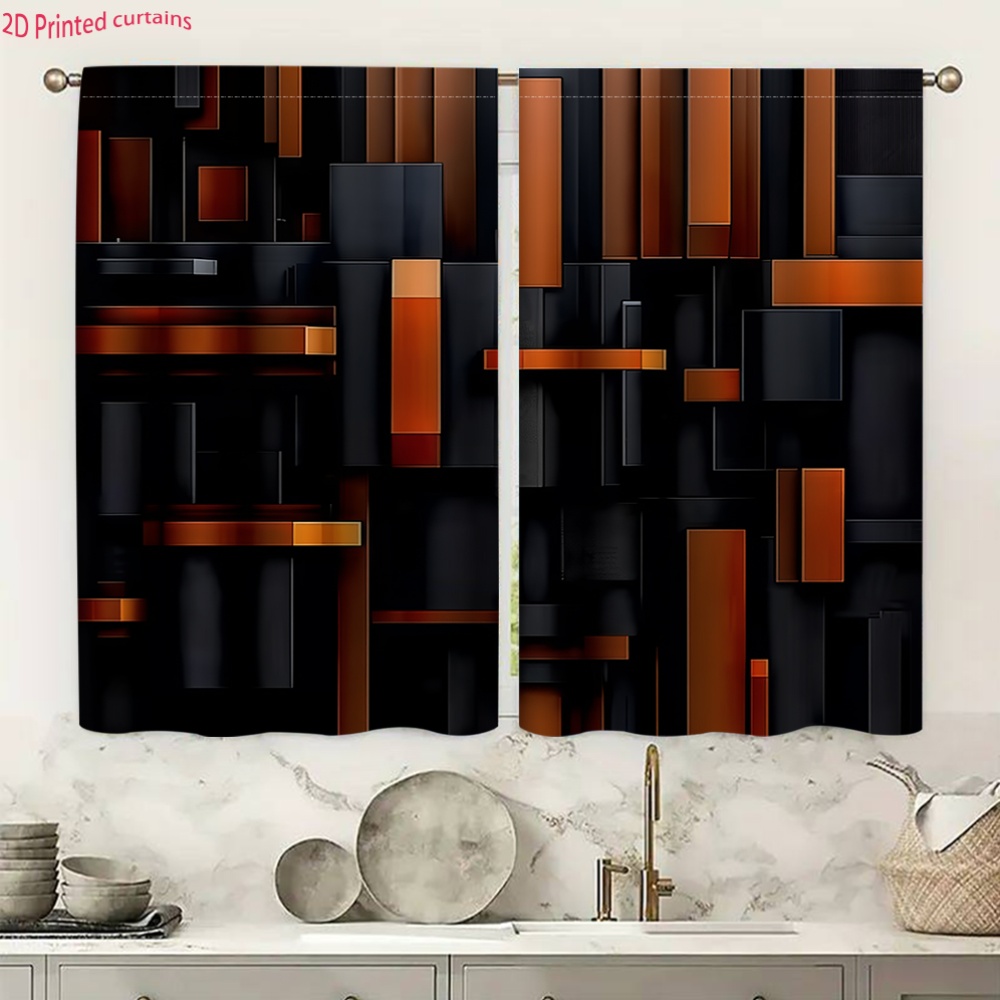 2pcs Abstract Geometric Curtai - Tech Office Youtube ulasan dan harga
