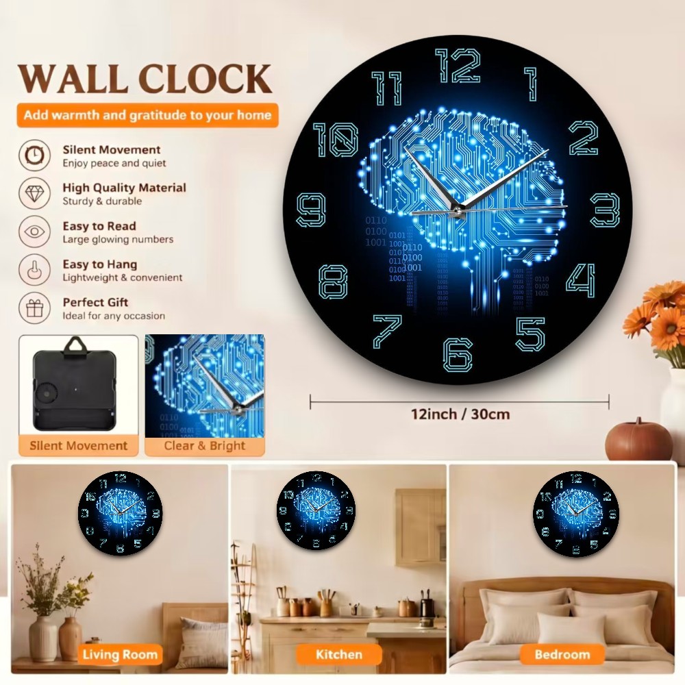 Tech Brain Wall Clock Binary C - The Office It Tech ulasan dan harga