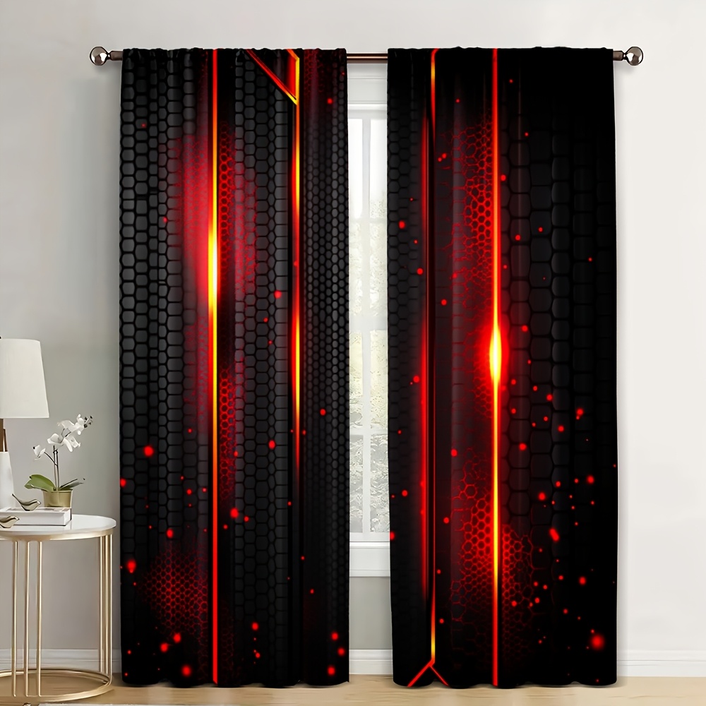 2pcs Lava Curtains Black Red C - Tech Office Youtube ulasan dan harga