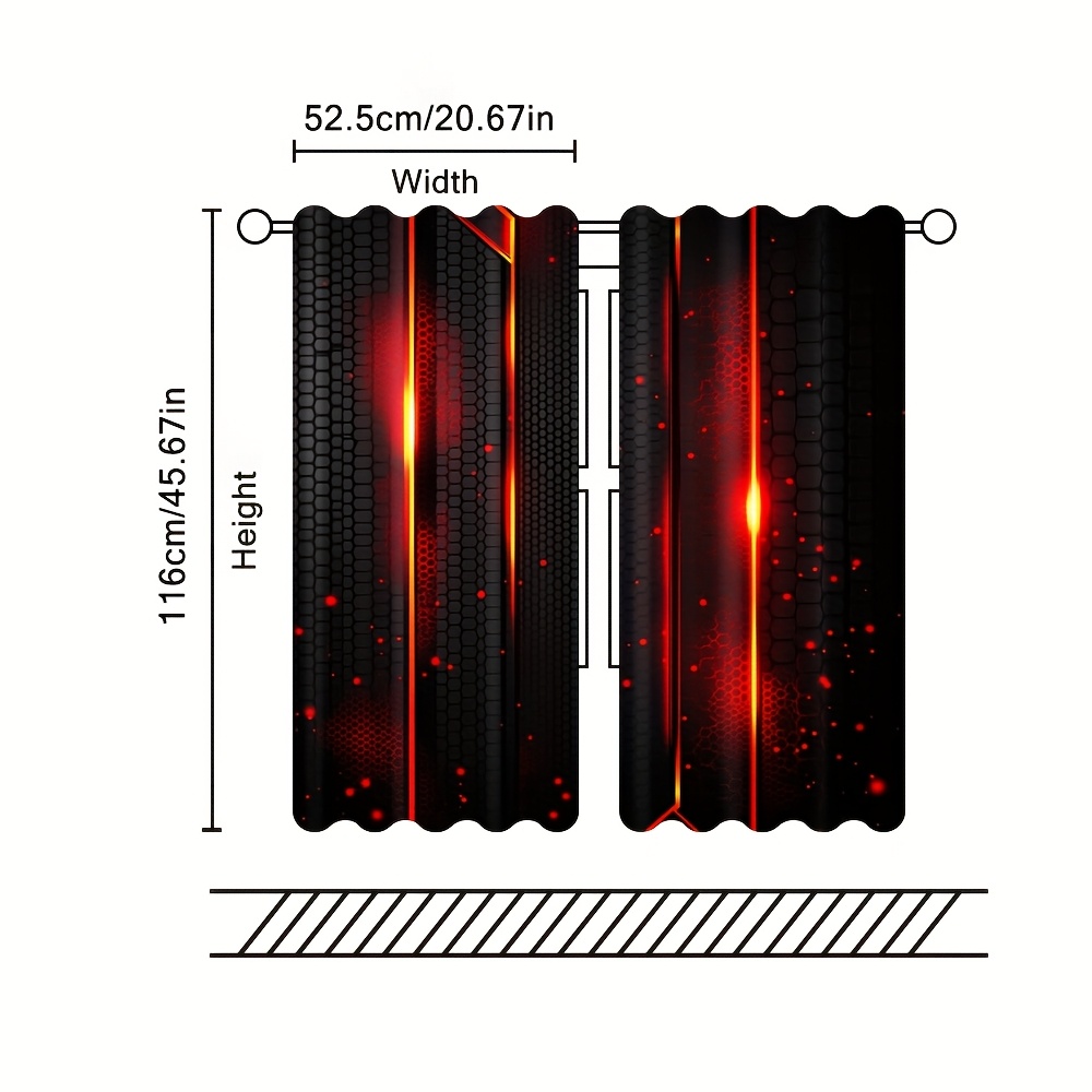 2pcs Lava Curtains Black Red C - Tech Office Youtube ulasan dan harga