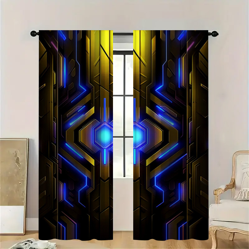 2pcs Geometric Tech Curtains w - Tech Office Youtube ulasan dan harga