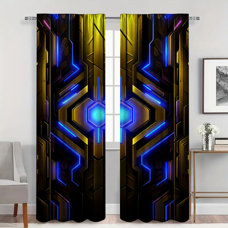 2pcs Geometric Tech Curtains w - Tech Office Youtube ulasan dan harga