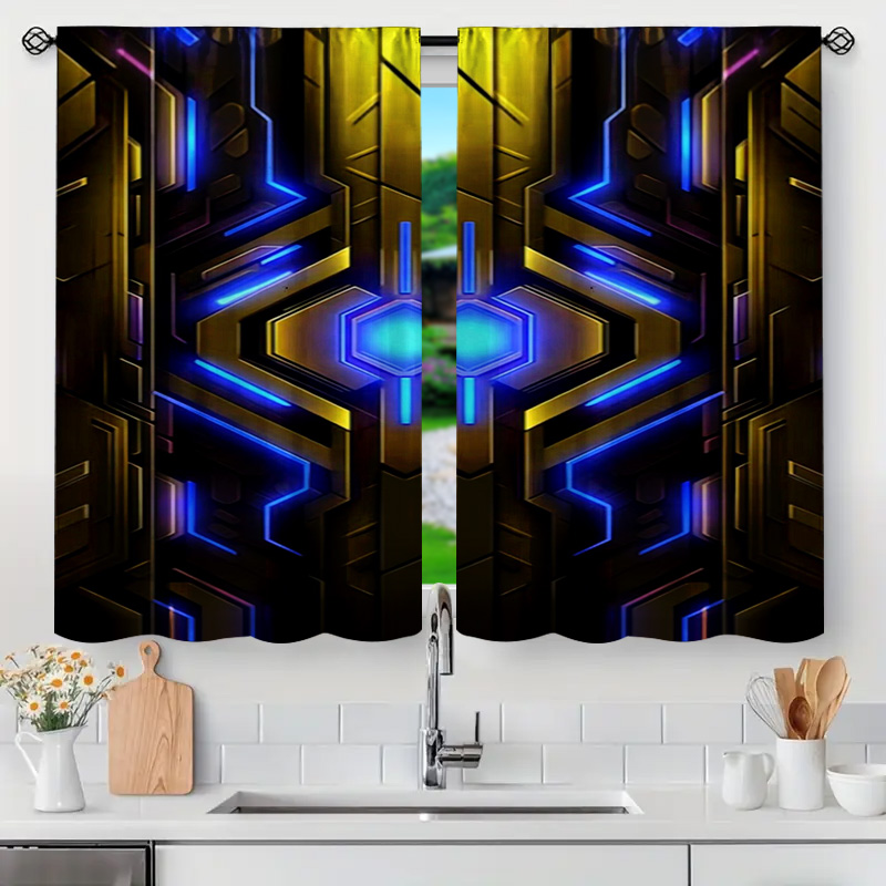 2pcs Geometric Tech Curtains w - Tech Office Youtube ulasan dan harga