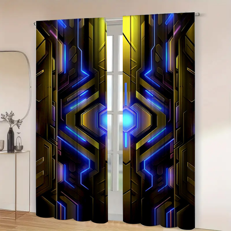 2pcs Geometric Tech Curtains w - Tech Office Youtube ulasan dan harga