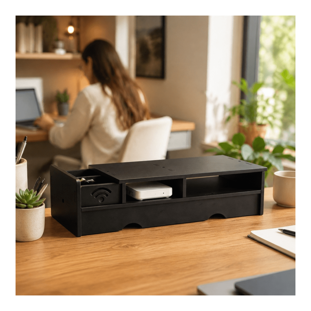 Black Matte WiFi Router Storag - Office Tech Set Up ulasan dan harga