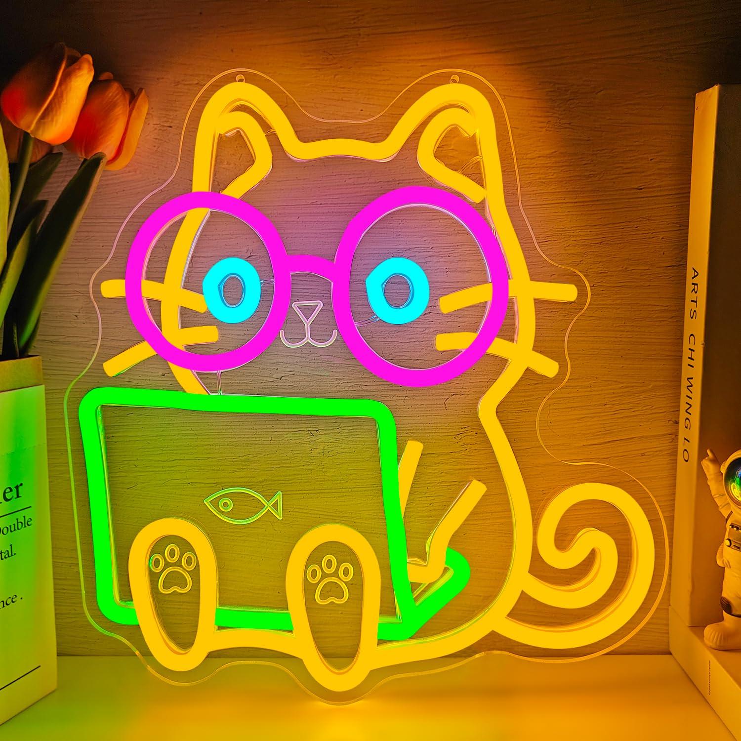 Cat Laptop Neon Sign USB Dimma - The Office It Tech ulasan dan harga