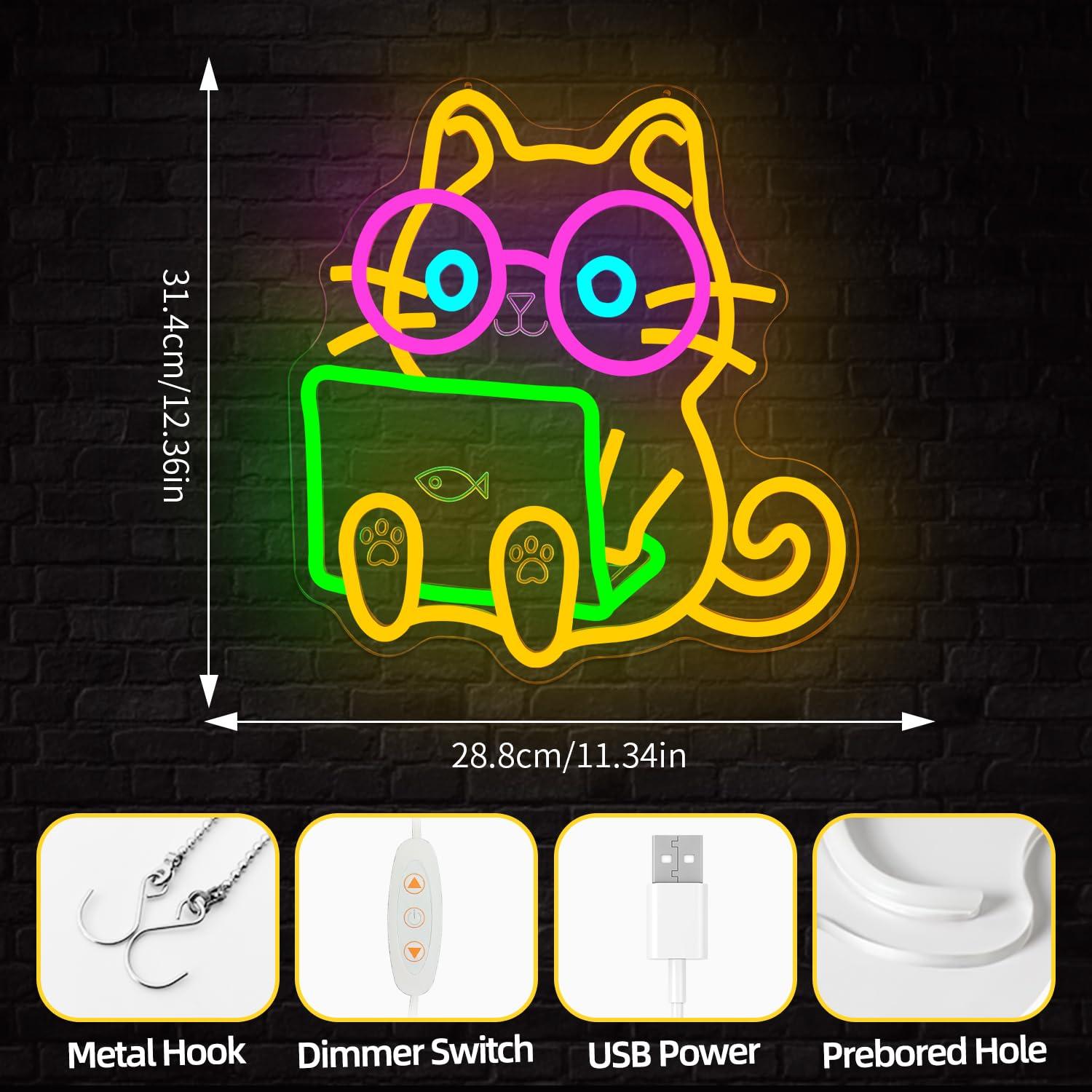 Cat Laptop Neon Sign USB Dimma - The Office It Tech ulasan dan harga