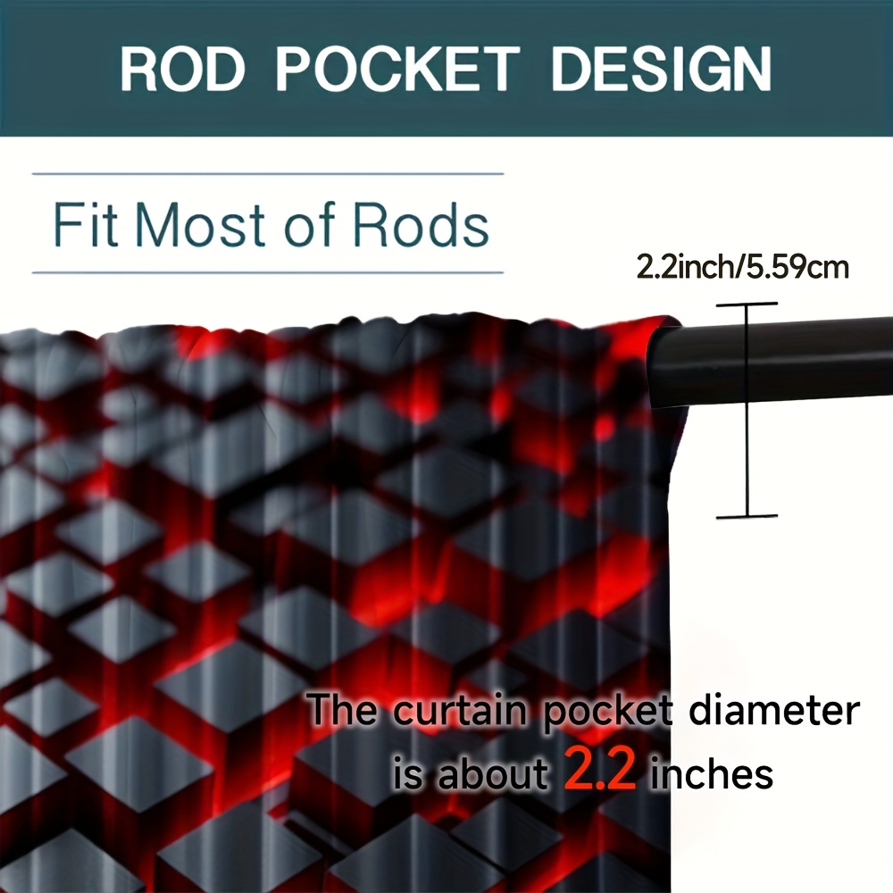 2pcs Geometric Curtains Red Bl - Tech Office Youtube ulasan dan harga